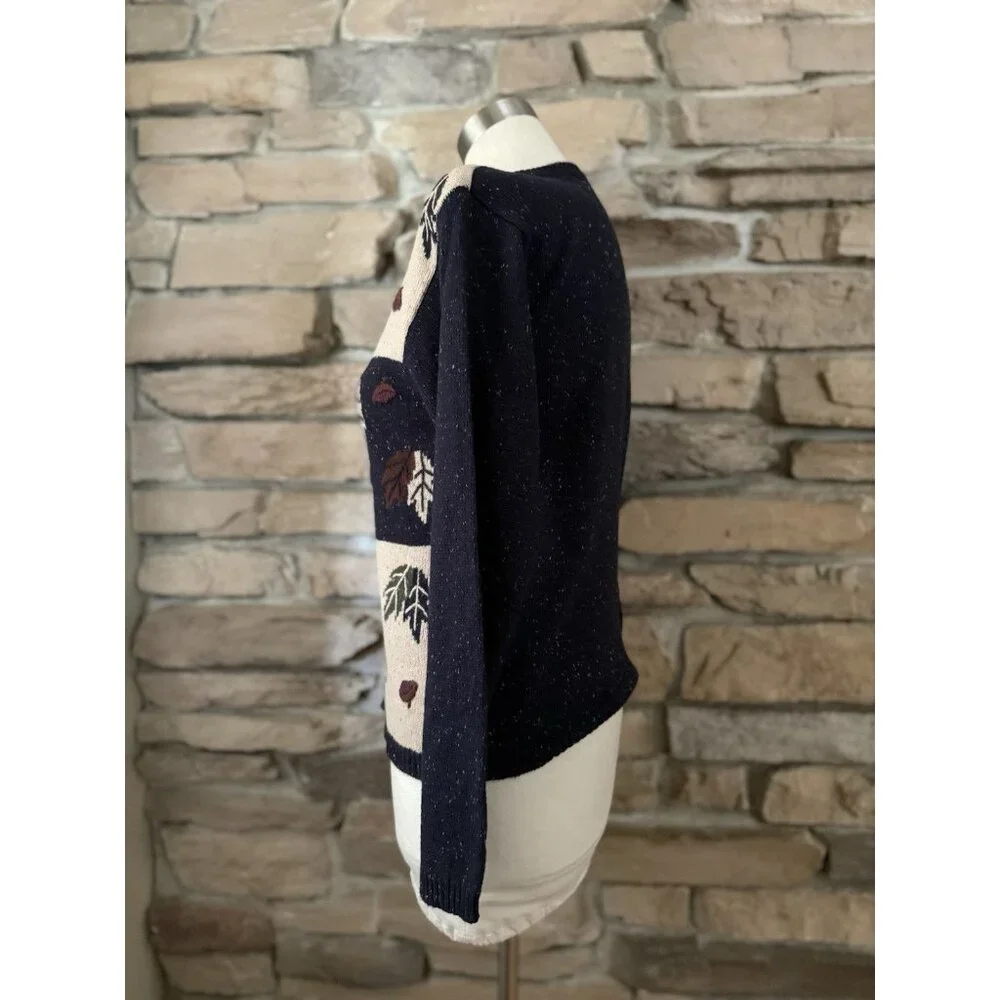 Dressbarn Women’s Sweater Size S Zip Front Cardigan Navy Beige Fall - Picture 2 of 5